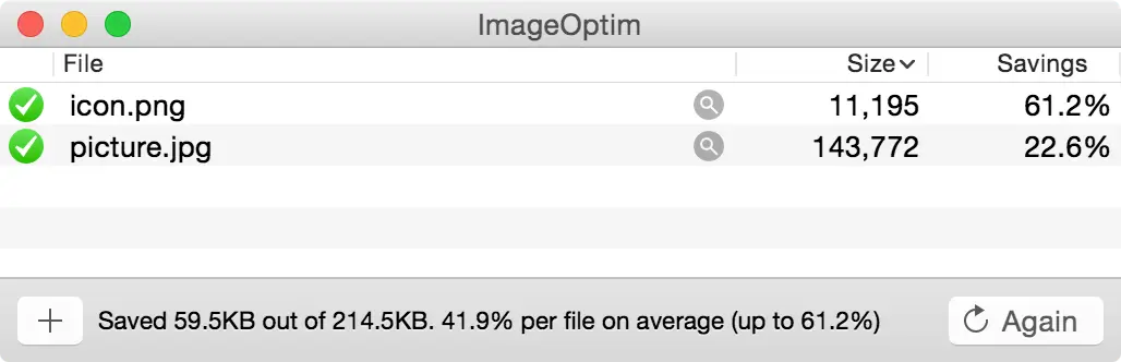 ImageOptim - Free Image Slimmer for Mac user interface