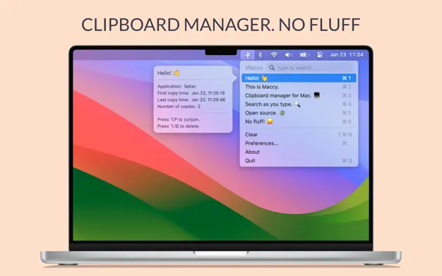 Maccy - Lightweight Clipboard Manager for Mac user interface