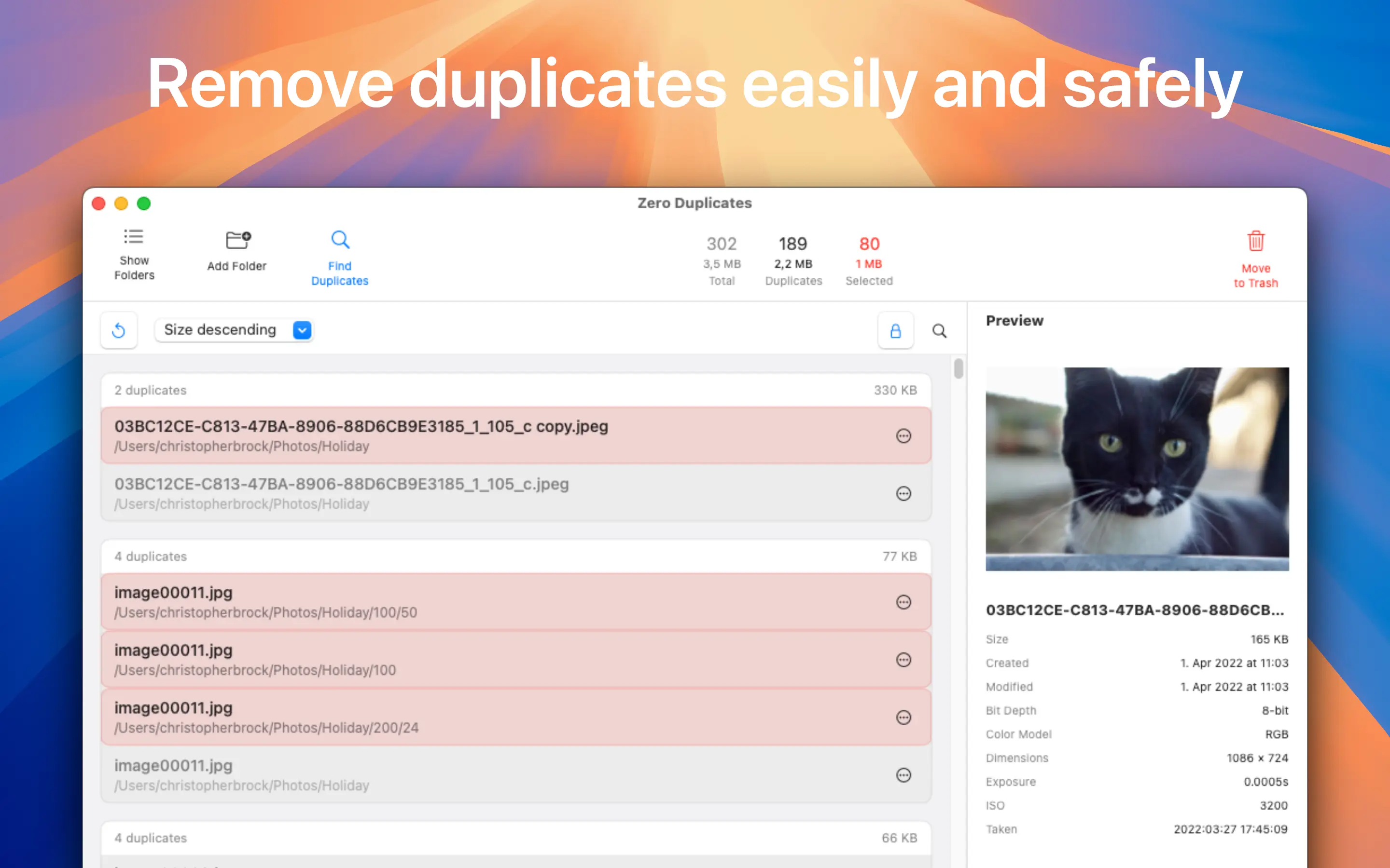 ZeroDuplicates - Duplicate File Finder for Mac user interface