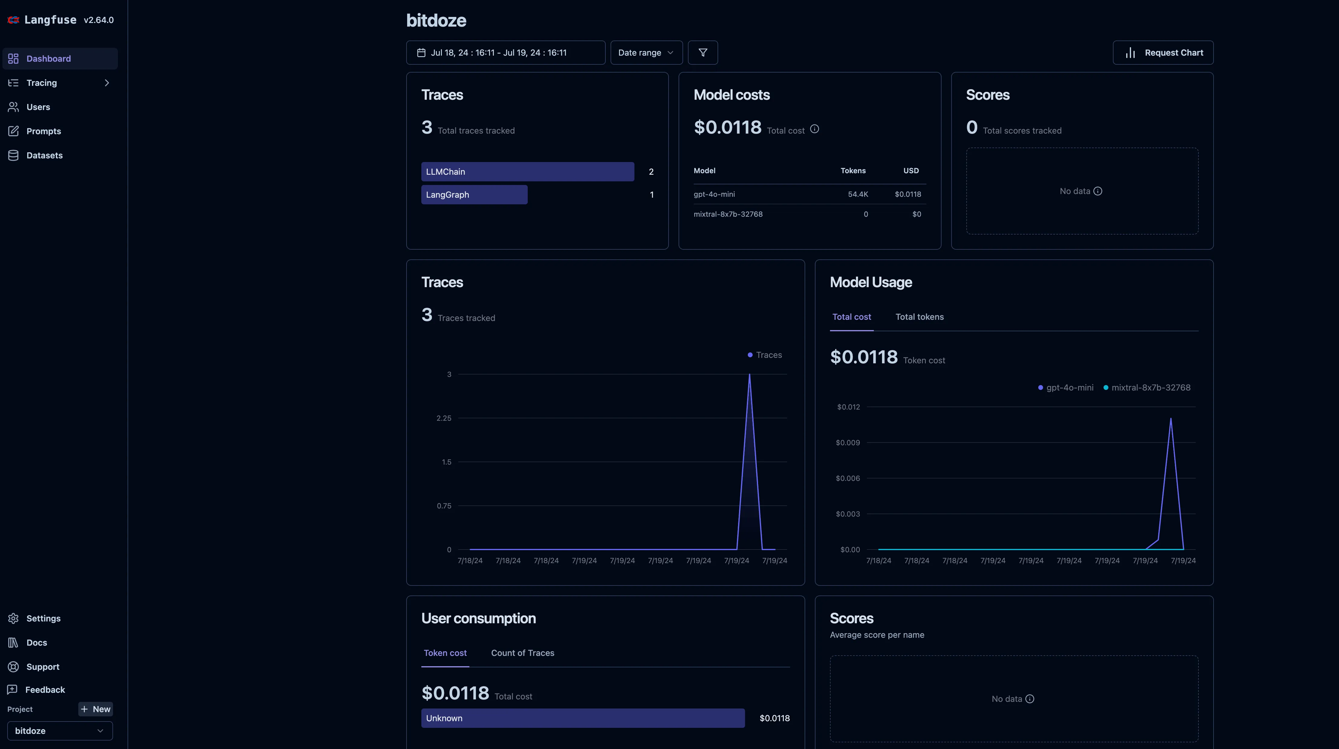 Langfuse user interface